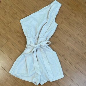 One shoulder tan romper!